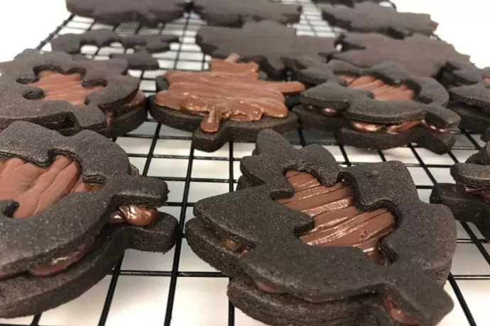 Chocolate Sandwich Leaves Cookies