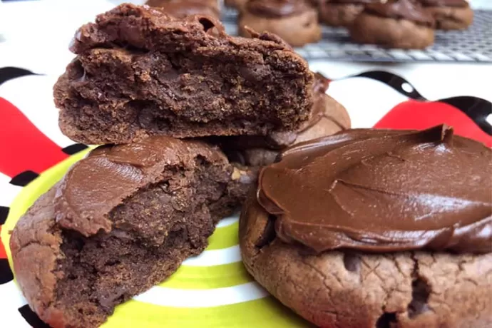 Frosted Double Chocolate Cookies